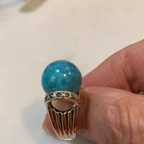 Sterling Silver Turquoise & Marcasite - Picture 3 of 5